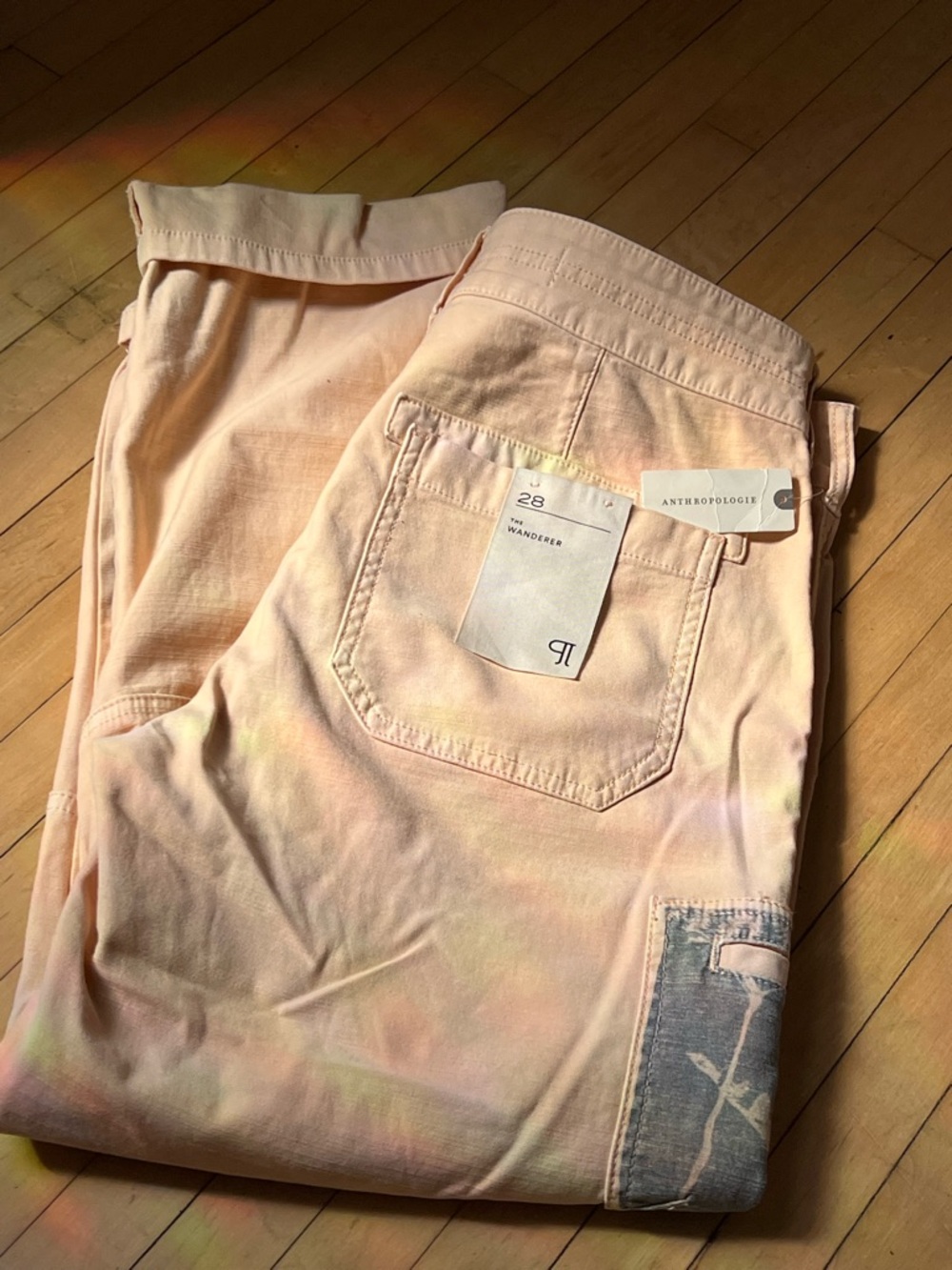 Wander Peach and Slate Patchwork Pants - Picture 3 of 4